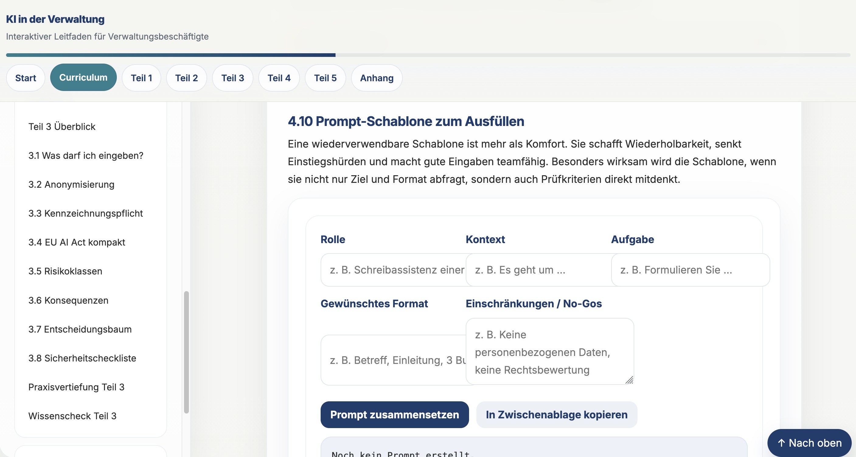 Screenshot 2 des Interaktiven Leitfadens KI in der Verwaltung