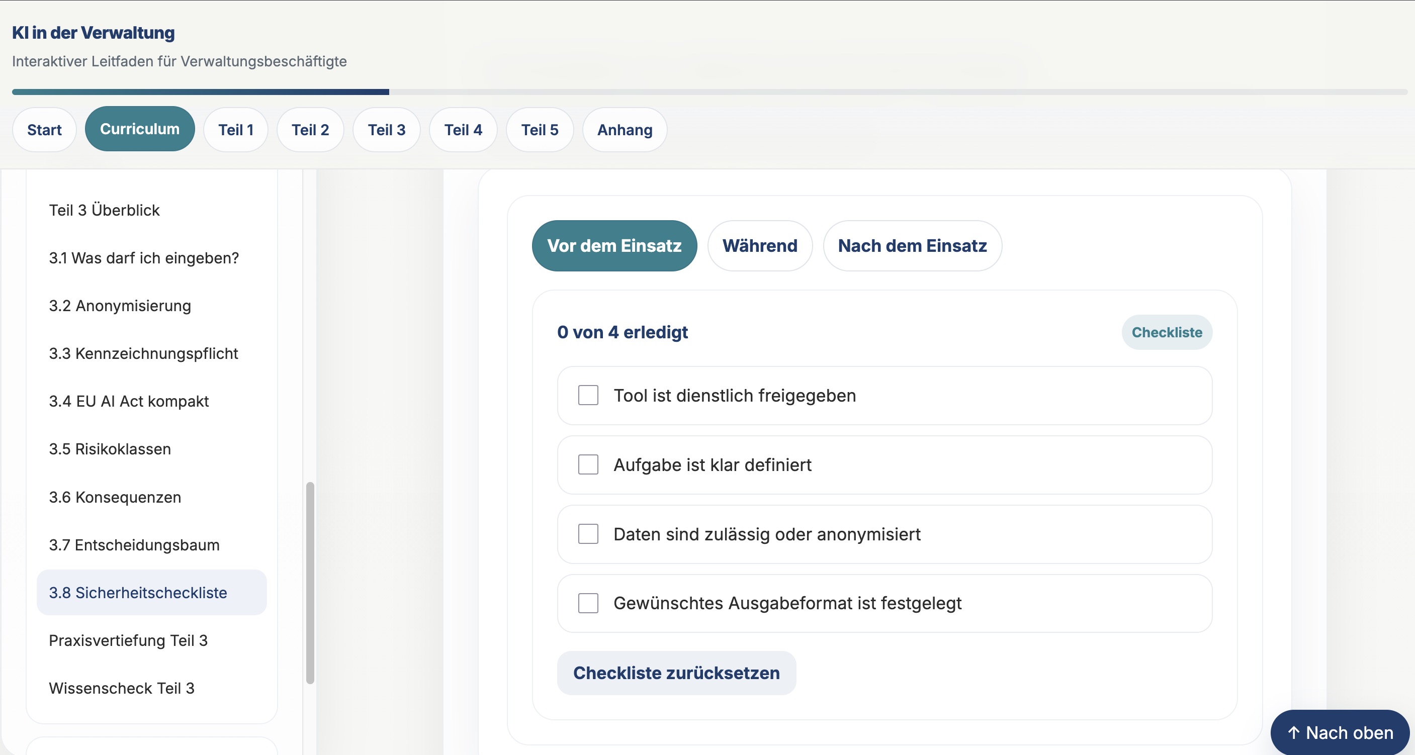 Screenshot 3 des Interaktiven Leitfadens KI in der Verwaltung